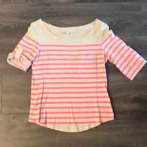 XS Pink & Tan Striped Banana Republic Shirt